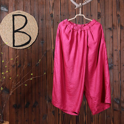 Solid Casual Cotton Wide Leg Pants