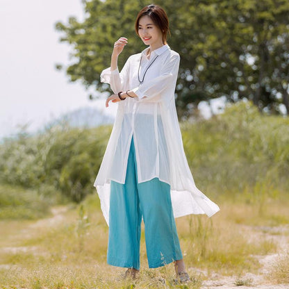 Solid Casual Polo Collar Irregular Blouse