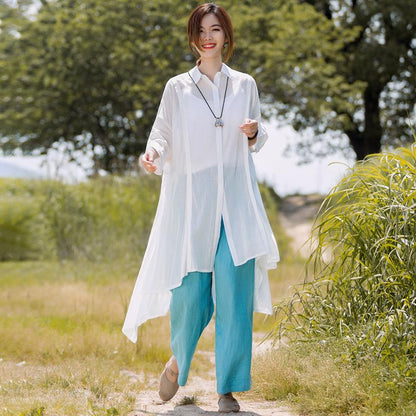 Solid Casual Polo Collar Irregular Blouse