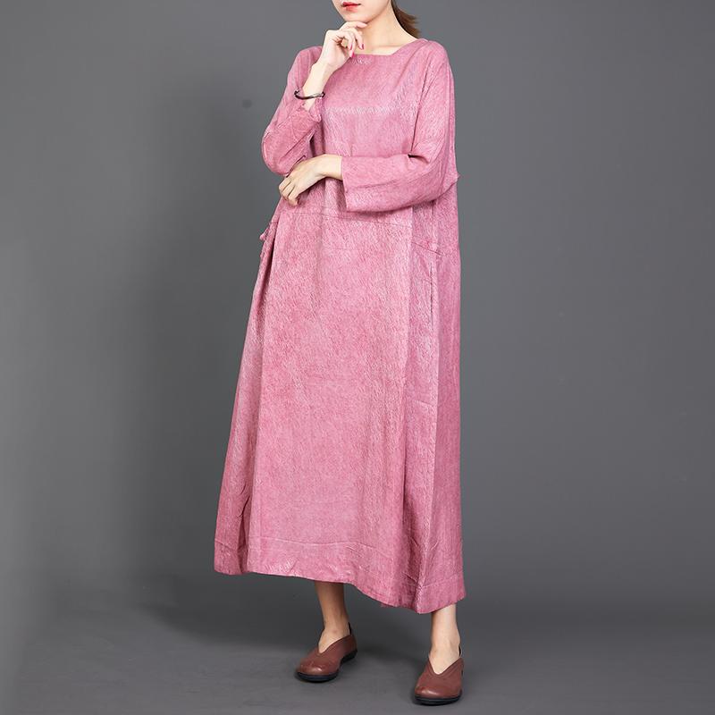 Solid Color Adjustable Waist Casual Loose Dress