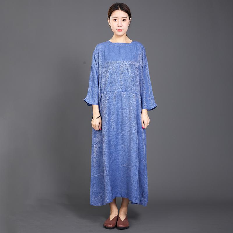 Solid Color Adjustable Waist Casual Loose Dress