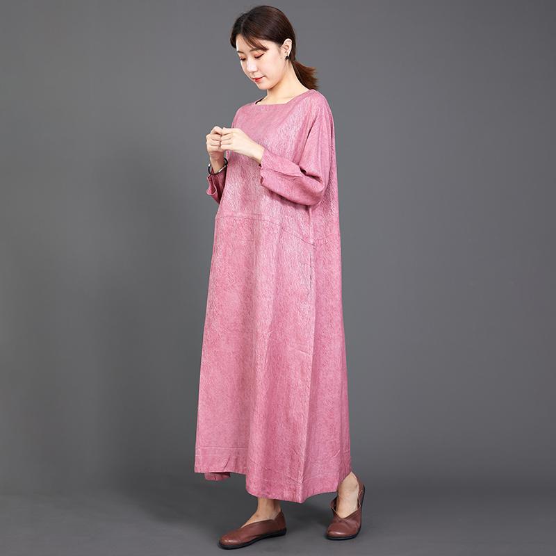 Solid Color Adjustable Waist Casual Loose Dress