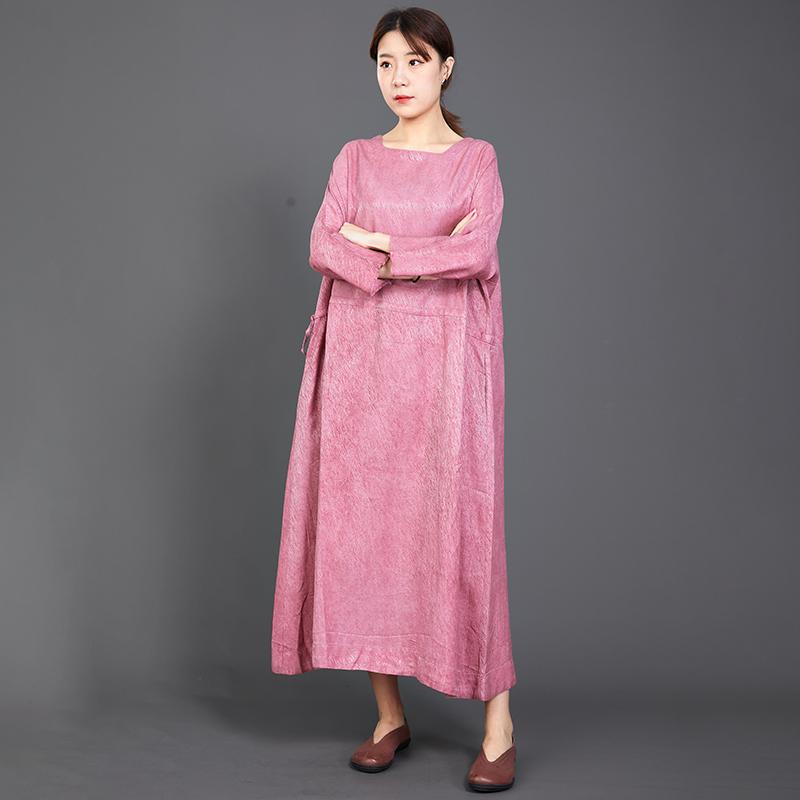 Solid Color Adjustable Waist Casual Loose Dress