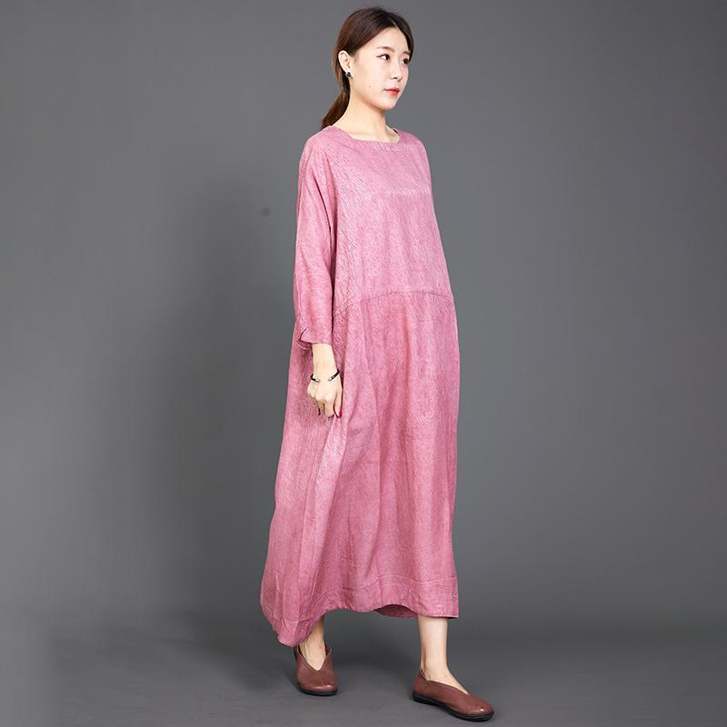 Solid Color Adjustable Waist Casual Loose Dress