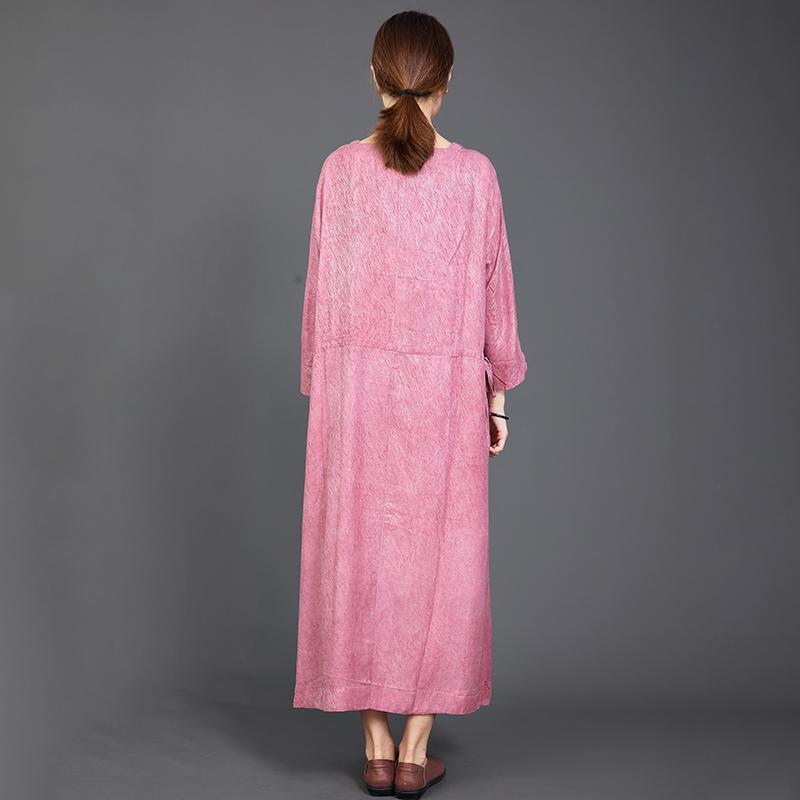 Solid Color Adjustable Waist Casual Loose Dress