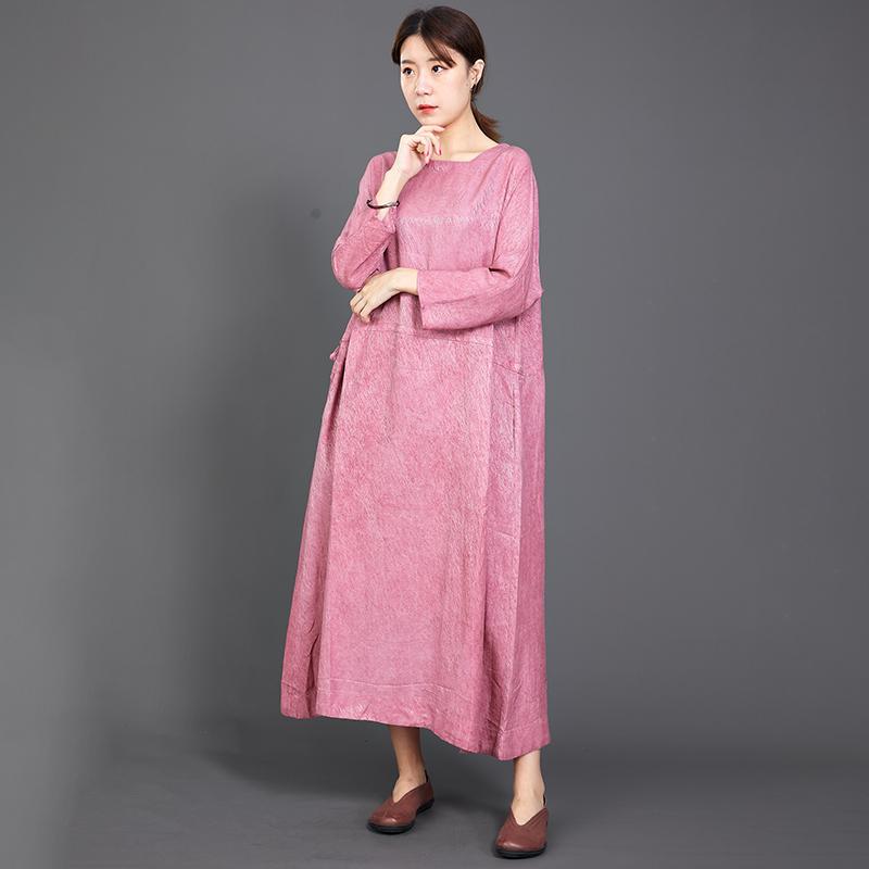 Solid Color Adjustable Waist Casual Loose Dress