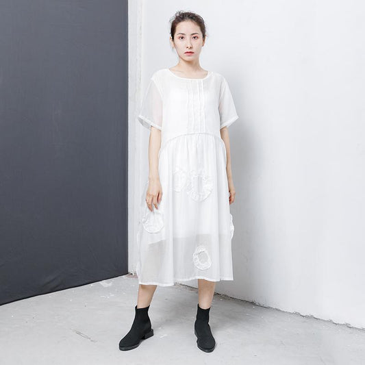 Solid Color Appliques Soft Comfortable Dress