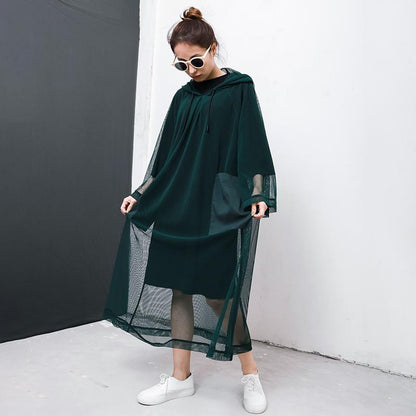 Solid Color Big Pockets Drawstring Dress