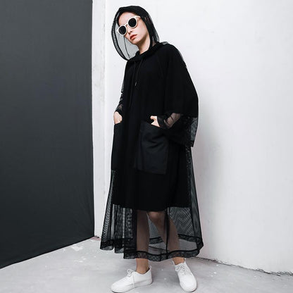 Solid Color Big Pockets Drawstring Dress