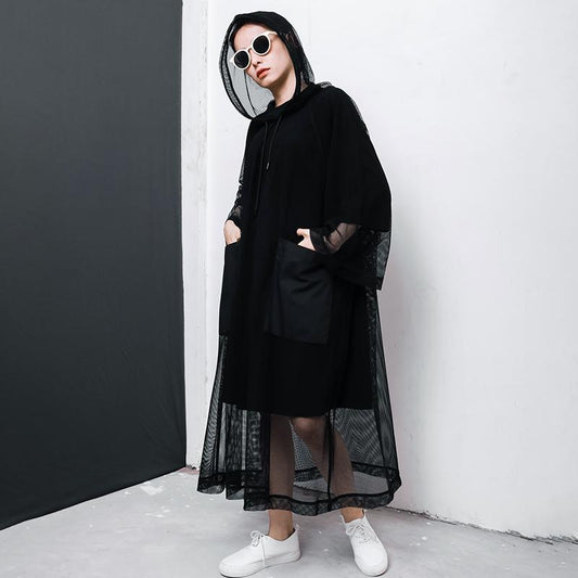 Solid Color Big Pockets Drawstring Dress