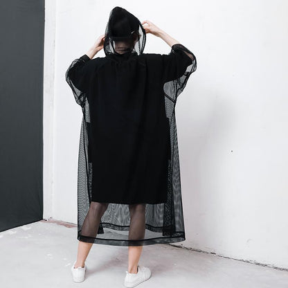 Solid Color Big Pockets Drawstring Dress