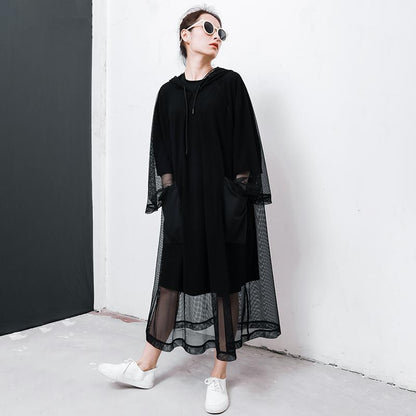 Solid Color Big Pockets Drawstring Dress