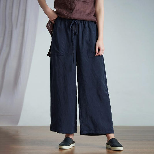 Solid Color Casual Plus Size Straight Pants