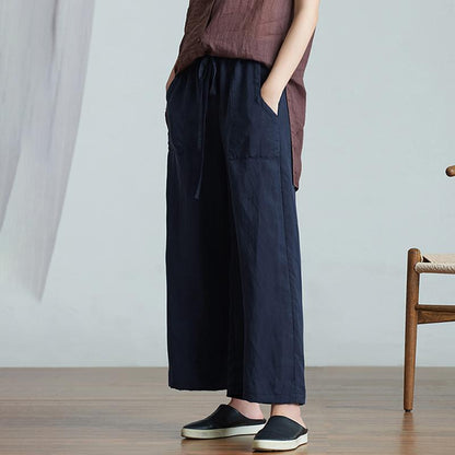 Solid Color Casual Plus Size Straight Pants
