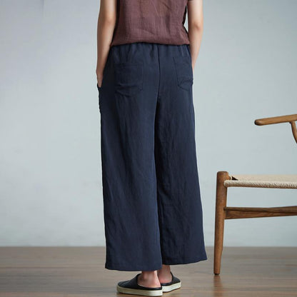 Solid Color Casual Plus Size Straight Pants