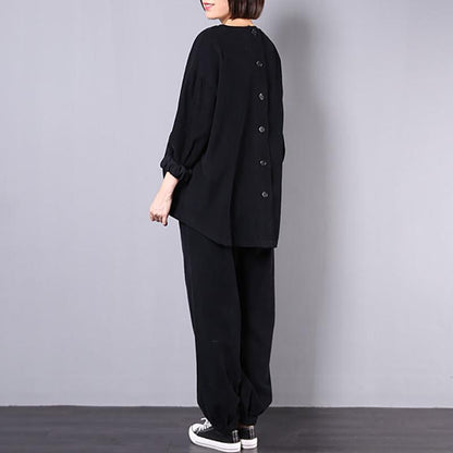 Solid Color Corduroy Two Piece Suit