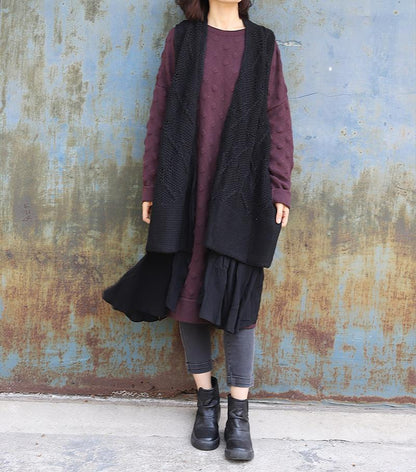 Solid Color Double Layer Knit Waistcoat