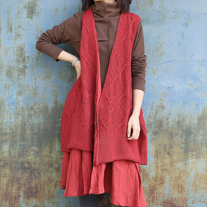 Solid Color Double Layer Knit Waistcoat