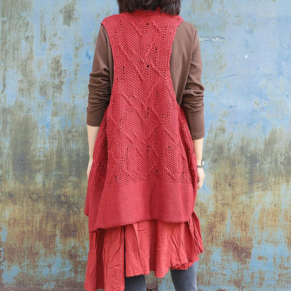 Solid Color Double Layer Knit Waistcoat