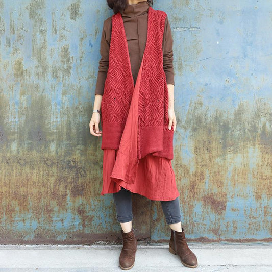 Solid Color Double Layer Knit Waistcoat
