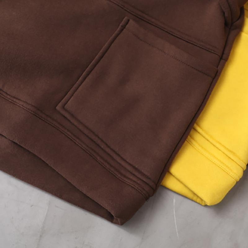 Solid Color Double Pockets Thick Warm Sweatshirt