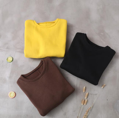 Solid Color Double Pockets Thick Warm Sweatshirt