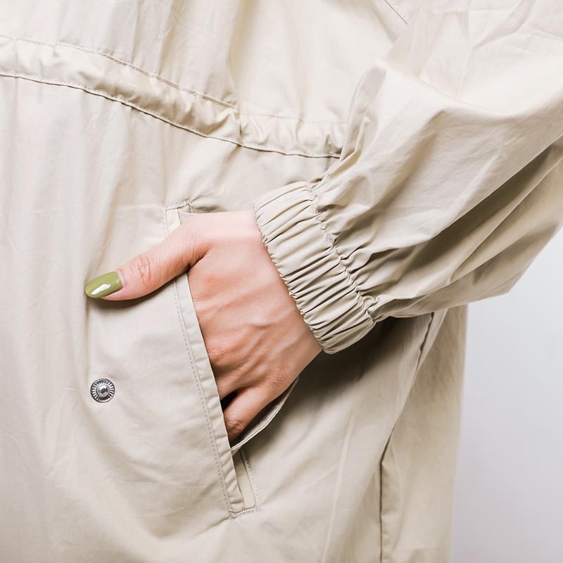 Solid Color Drawstring Pockets Trench Coat