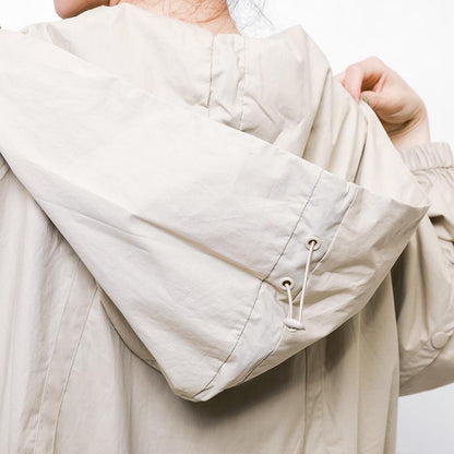 Solid Color Drawstring Pockets Trench Coat