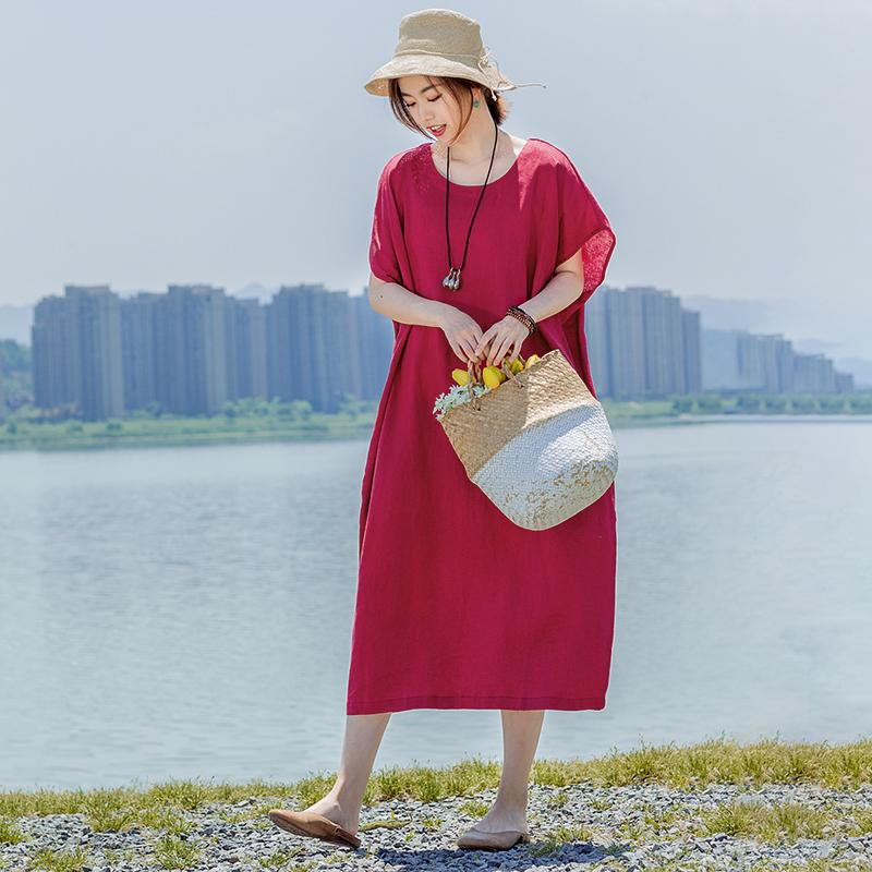 Solid Color Elegant Loose Dress With Belt