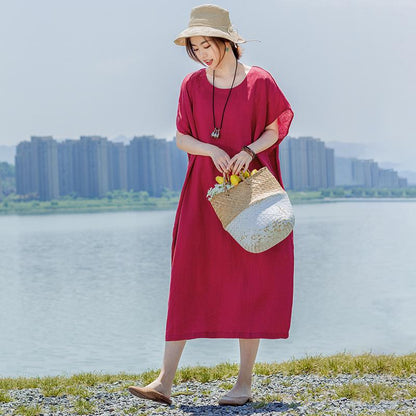 Solid Color Elegant Loose Dress With Belt