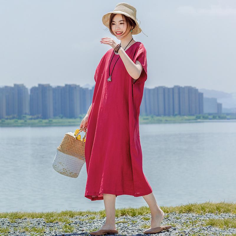 Solid Color Elegant Loose Dress With Belt