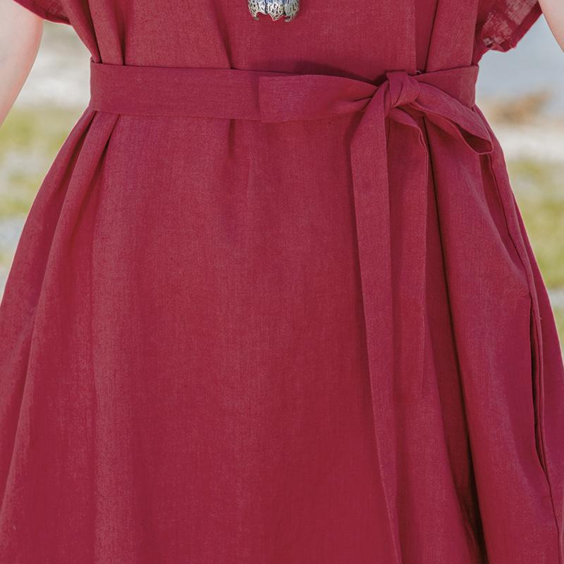 Solid Color Elegant Loose Dress With Belt