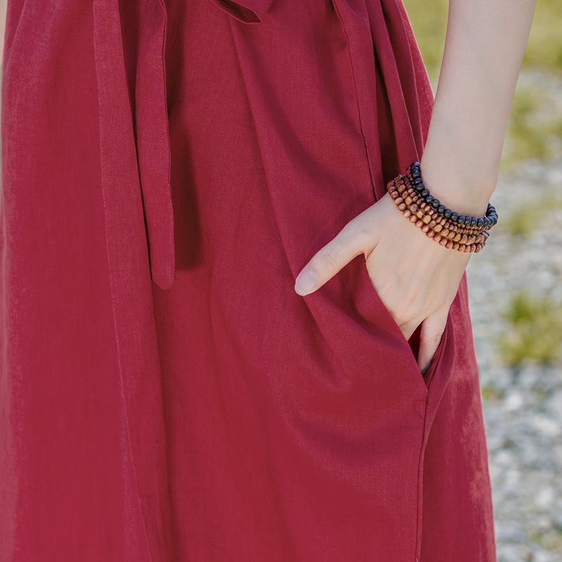 Solid Color Elegant Loose Dress With Belt