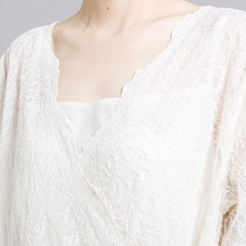 Solid Color Embroidery Casual Dress With Lining