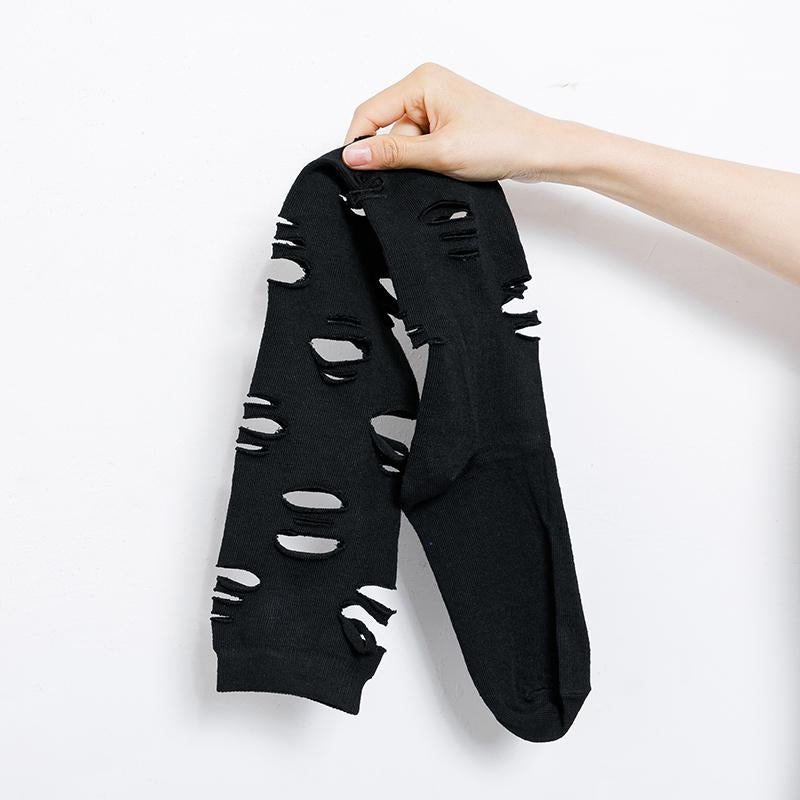 Solid Color Hole Long Tube Socks