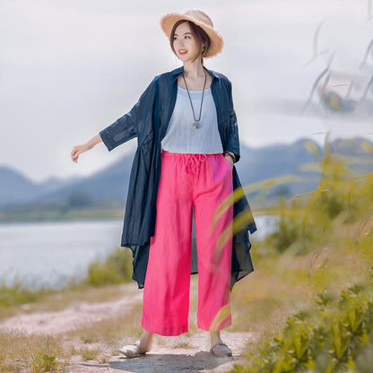 Solid Color Irregular Hem Casual Loose Shirt