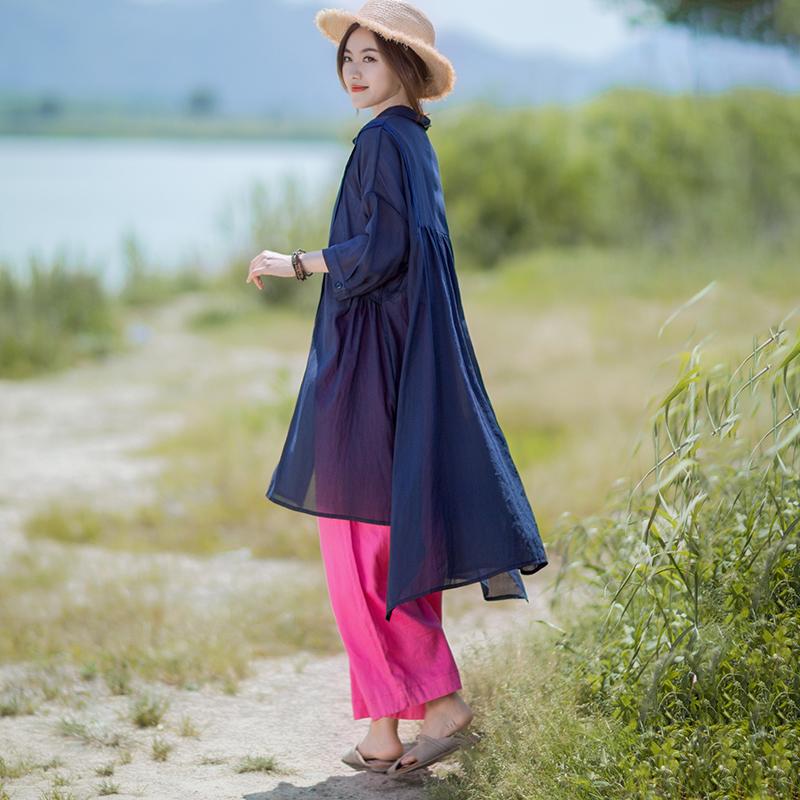 Solid Color Irregular Hem Casual Loose Shirt