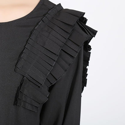 Solid Color Irregular Pleated Spliced Loose Dress