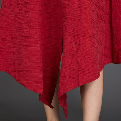 Solid Color Long Sleeve Cotton Linen Dress