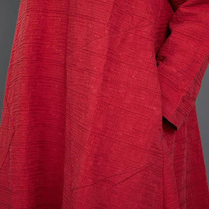 Solid Color Long Sleeve Cotton Linen Dress
