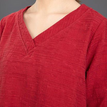 Solid Color Long Sleeve Cotton Linen Dress