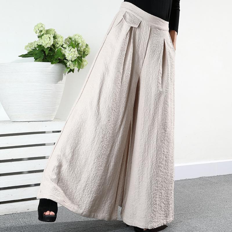 Solid Color Loose Elegant Thick Wide Leg Pants