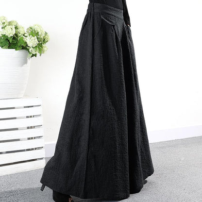 Solid Color Loose Elegant Thick Wide Leg Pants