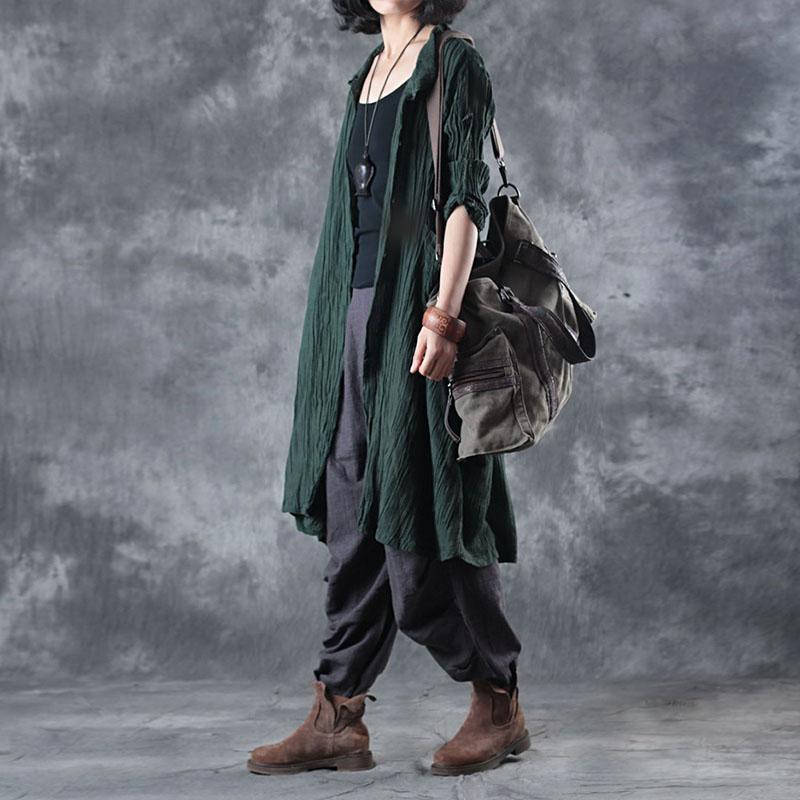 Solid Color Pleated Long Sleeve Shirt