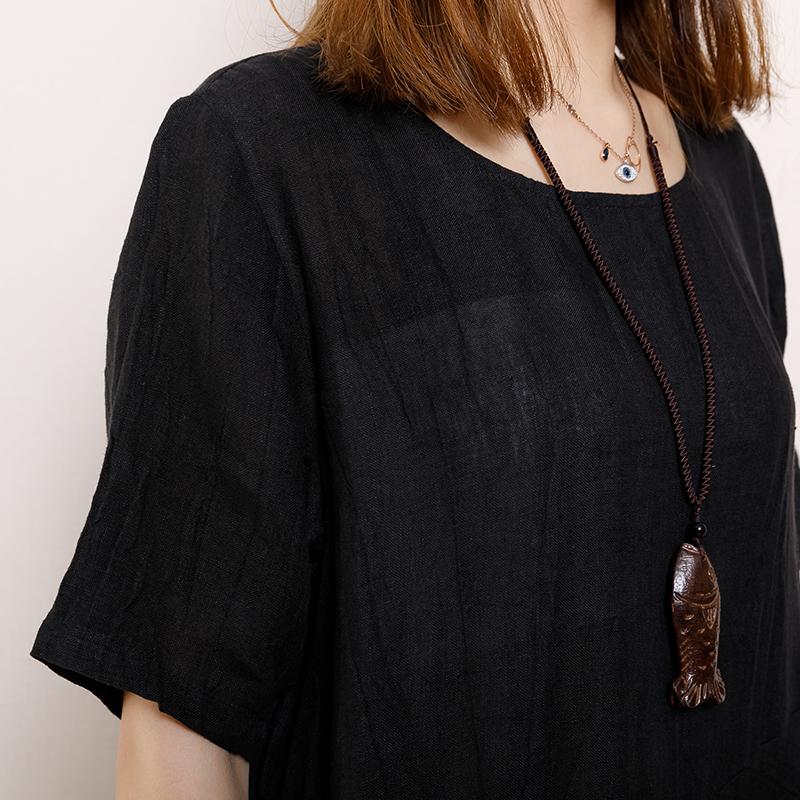 Solid Color Pleated Summer Loose Dress