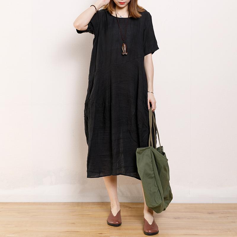 Solid Color Pleated Summer Loose Dress