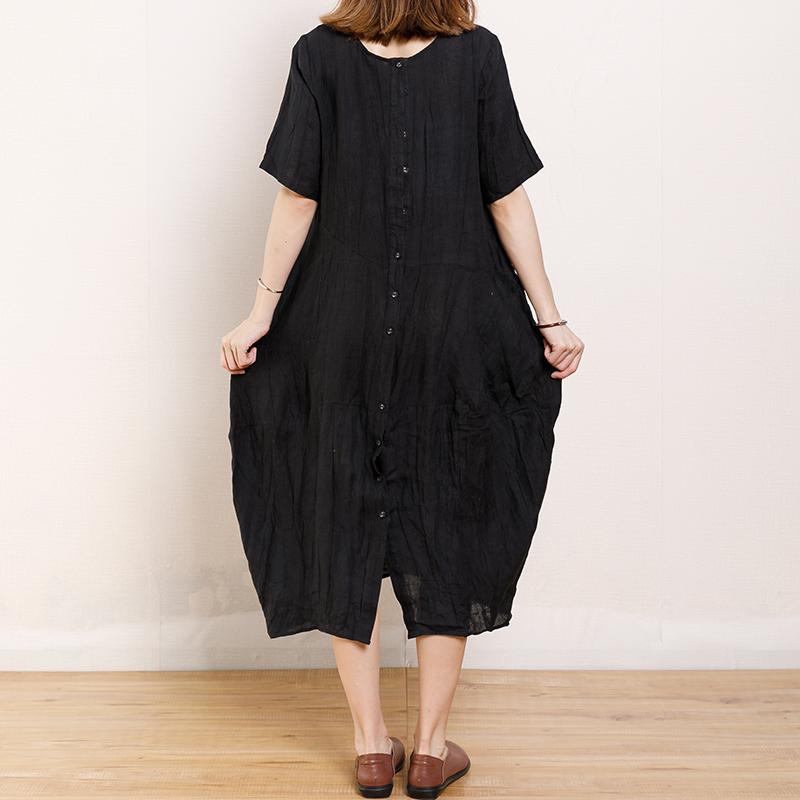 Solid Color Pleated Summer Loose Dress