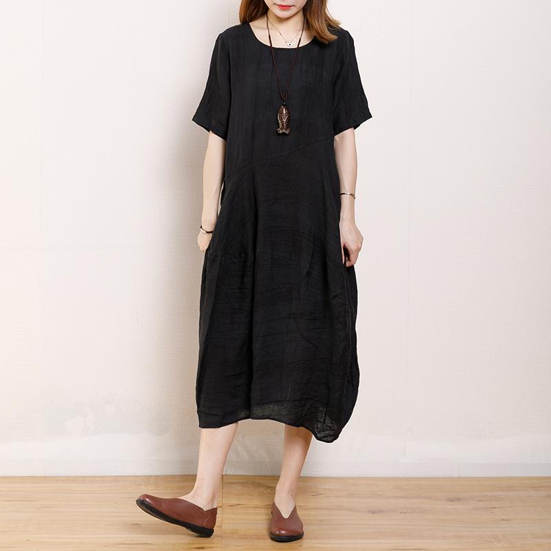 Solid Color Pleated Summer Loose Dress