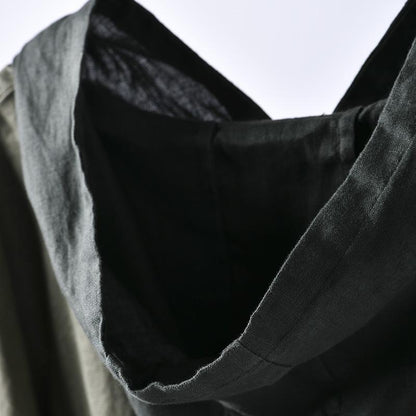 Solid Color Pullover Spliced Thin Hoodie