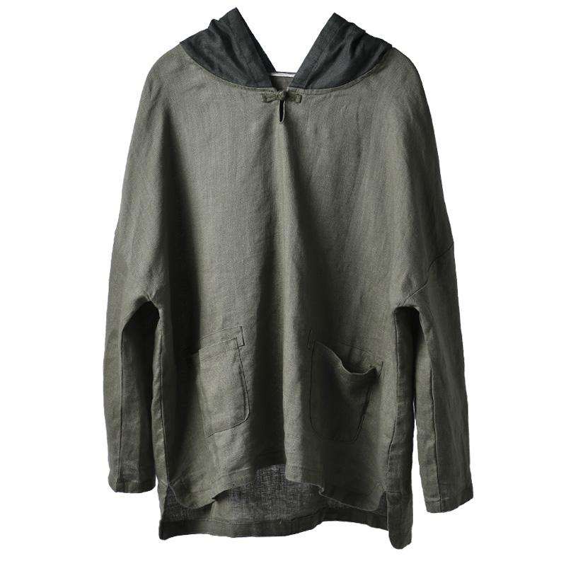 Solid Color Pullover Spliced Thin Hoodie